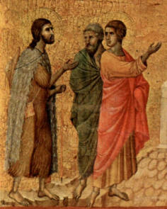 Duccio di Buoninsegna, Cristo e gli apostoli sulla strada di Emmaus (particolare dalla "Maesta")