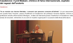 Casatenovo: il prof.Balzani, chimico di fama internazionale, ospitato dai ragazzi dell'oratorio 