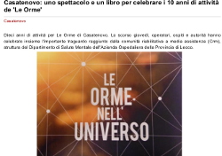 Casatenovo: uno spettacolo e un libro per celebrare i 10 anni di attività de 'Le Orme'