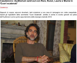 Casatenovo: Auditorium sold out con Ruiz, Nunzi, Lauria e Muniz in 'Cuori scatenati'