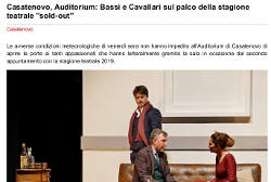 Casatenovo, Auditorium: Bassi e Cavallari sul palco della stagione teatrale ''sold-out''