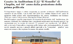 Casate: in Auditorium il 22 “Il Monello” di Chaplin, nel 40° anno dalla proiezione della prima pellicola