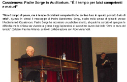Casatenovo: Padre Sorge in Auditorium. "É il tempo per laici competenti e maturi"