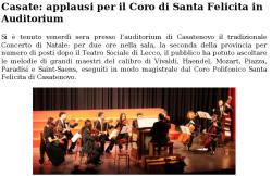 Applausi per il coro Santa Felicita in Auditorium