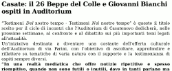 Casate: il 26 Beppe del Colle e Giovanni Bianchi ospiti in auditorium