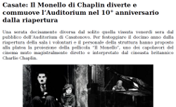 Casate: Il Monello di Chaplin diverte e commuove l’Auditorium nel 10° anniversario della riapertura