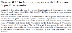 Casate: il 1° in Auditorium, storie dall’Abruzzo dopo il terremoto