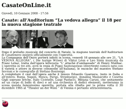Casate: all’Auditorium “La vedova allegra” il 18 per la nuova stagione teatrale