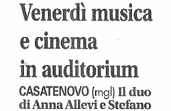 Venerdì musica e cinema in auditorium