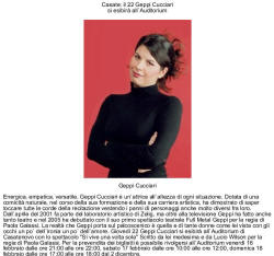 Casate: il 22 Geppi Cucciari si esibirà all'Auditorium (15 febbraio 2007)