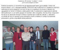 Casatenovo: 50 volontari "scaldano" i motori per la nuova stagione di teatro