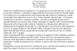 Il 14 un incontro sul tema "Acqua, oro blu del terzo millennio" con Alex Zanotelli