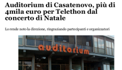Auditorium di Casatenovo, più di 4000 euro per tehethon dal concetto di Natale