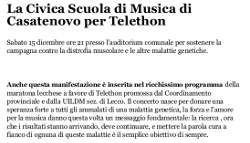 La civica scuola di musica di Casatenovo per Telethon