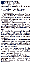 Venerdì prossimo in scena "I cavallieri del Tornio"